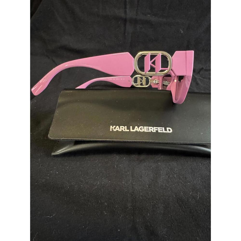 Karl Lagerfeld Pink Cat Eye Sunglasses with Logo Detail - Picture 3 of 5